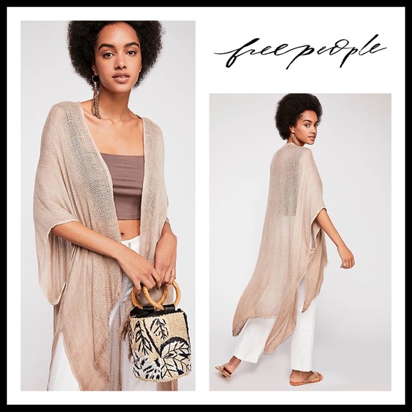 FREE PEOPLE LONG KIMONO DUSTER CARDI CAPE A2C - Picture 12 of 14